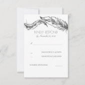 Plumes grises Mariage blanc élégant RSVP (Devant)