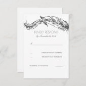 Plumes grises Mariage blanc élégant RSVP (Devant / Derrière)