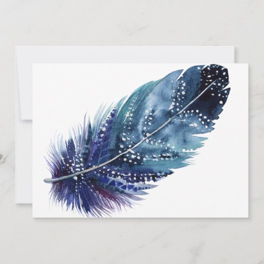 Plumes Invitations Mariage Bleu Et Violet (Dos)