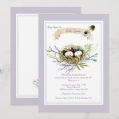 Plumes leur invitation au Baby shower de nid (Devant / Derrière)