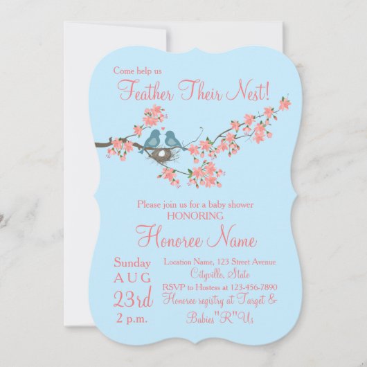 Plumes leur nid Invitation de douche aux oiseaux (Devant)