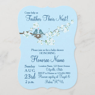 Plumes leur nid Petits oiseaux Douche Invitation