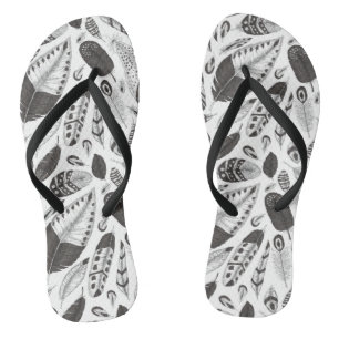 Plumes noires et blanches motifs tongs