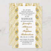 plumes paon classique invitations blanches de mari (Devant / Derrière)