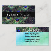 plumes paon modèle carte de visite (Devant / Derrière)