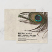 Plumes Peacock Antique Invitations de douche nupti (Devant / Derrière)