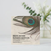 Plumes Peacock Antique Invitations de douche nupti (Debout devant)