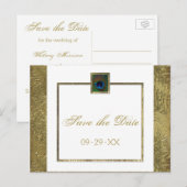 Plumes Peacock Blanc et Or Enregistrer la carte Da (Devant / Derrière)