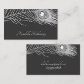 Plumes Peacock Blanches Sur Carte D'Appel Noire (Devant / Derrière)