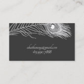 Plumes Peacock Blanches Sur Carte D'Appel Noire (Dos)