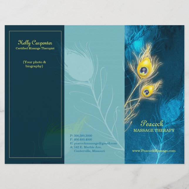 Plumes Peacock Blue Tri Plier Brochures d'affaires (Devant)