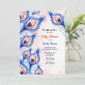 Plumes Peacock Invitation Baby shower (Debout devant)