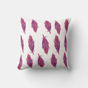 Plumes roses Aquarelle Coussin