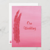 Plumes roses rouges, nos invitations de mariage (Devant / Derrière)