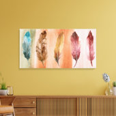 Plumes rouges Brown bleues toile étirée Impression (Insitu(Salon))