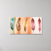 Plumes rouges Brown bleues toile étirée Impression (Recto)