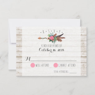 Plumes rustiques de Bohême Arrow Wedding RSVP