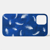 Plumes sur Coque en cuir bleu-coque iphone maté (Verso (horizontal))