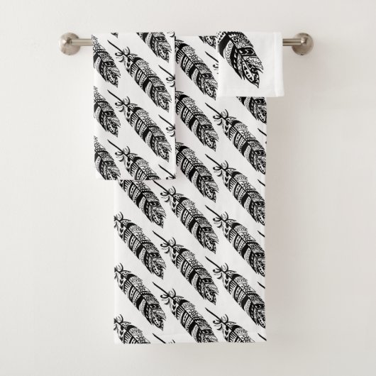 Plumes tribales modernes de Bohème Noir (En situation)