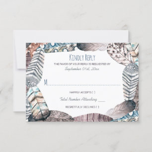 Plumes tribales modernes Mariage bohème RSVP