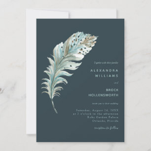 Plumes turquoise bleu Boho Faire-part de mariage m