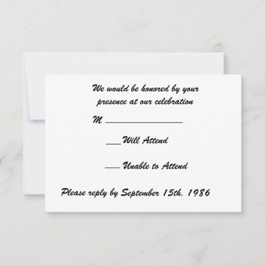 Plumes Vertes avec RSVP de Mariage Noir (Devant)