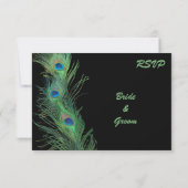 Plumes Vertes avec RSVP de Mariage Noir (Dos)