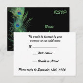 Plumes Vertes avec RSVP de Mariage Noir (Devant / Derrière)