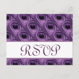 Plumes violettes Peacock carte de réponse Mariage