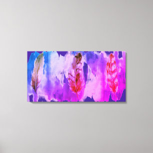 Plumes violettes roses Canevas Étiqueté Moderne Im