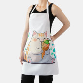 Plump Cat Enjoying Ice Cream – Whimsical Summer Ap Schort (Insitu)
