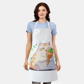Plump Cat Enjoying Ice Cream – Whimsical Summer Ap Schort (Gedragen)