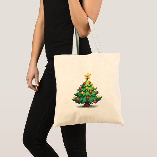 Plump Kawaii Christmas Tree Sparkling Ornaments Tote Bag (Voorkant (product))