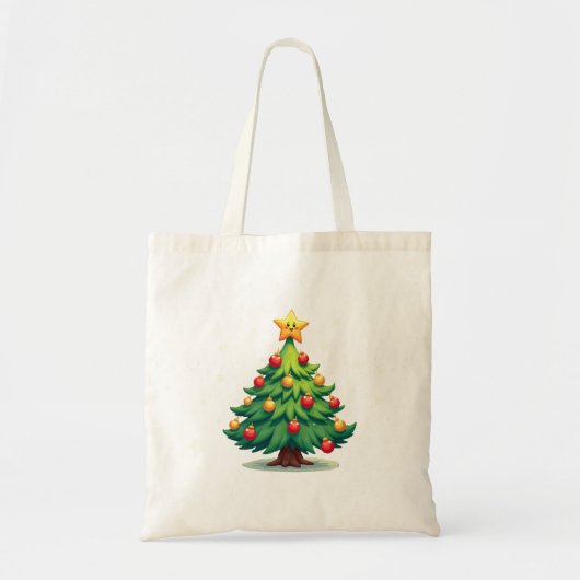 Plump Kawaii Christmas Tree Sparkling Ornaments Tote Bag (Voorkant)