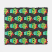 Plump Round Cactus in een Red Sombrero Pattern Fleece Deken (Voorkant (Horizontaal))