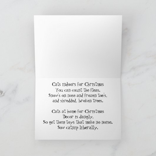 Plump Tuxedo cat upside down Christmas edition Feestdagen Kaart (Binnen)