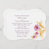 Plumrose Waterverf Wedding Invitations Kaart (Voorkant / Achterkant)