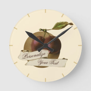  Plums Retro Fruit Old School Ronde Klok