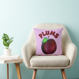 Plums Ripe Summer Paars Plum Fruit Illustration Kussen