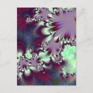 Plumule ・ Fractal Art ・ Paars & Aqua Briefkaart