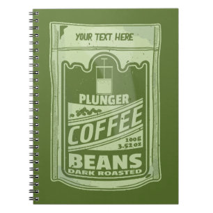 Plunger koffie pop art food verpakking illustratie notitieboek