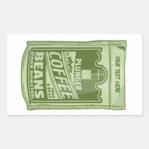 Plunger koffie pop art food verpakking illustratie rechthoekige sticker