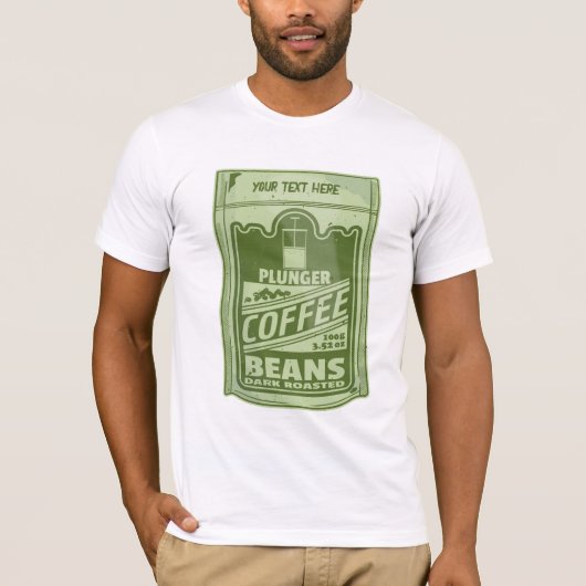 Plunger koffie pop art food verpakking illustratie t-shirt (Voorkant)