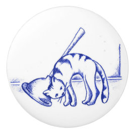 Plunger wrijven Kitty Cat Badkamer Toile Look Keramische Knop