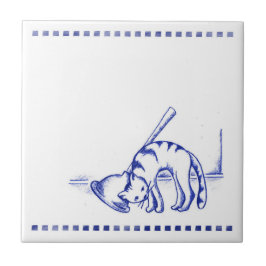 Plunger wrijven Kitty Cat Badkamer Toile Look Tegeltje