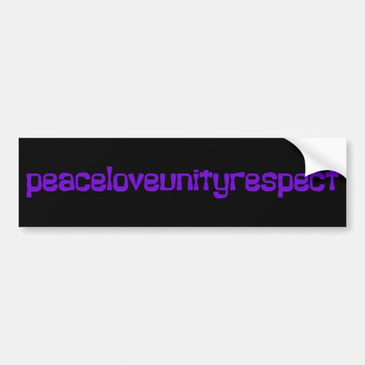 PLUR Vredesliefdeseenheid Respect Rave Paarse lett Bumpersticker (Voorkant)