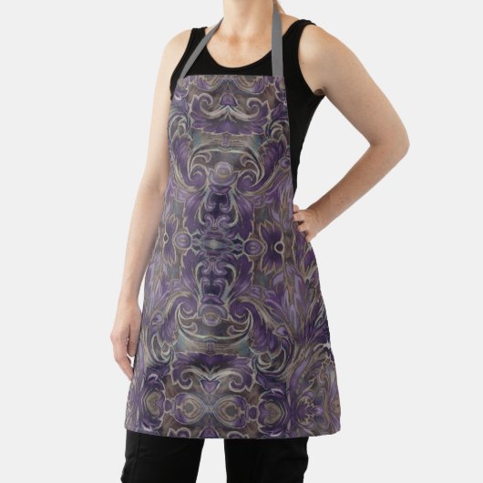 Plurple Plum Damask Abstract Schort (Insitu)