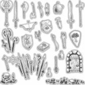 plus de 25 autocollants à thème arme et donjon (Devant)