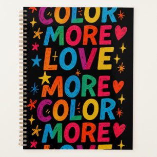 Plus de couleur, plus d'amour, typographie arc-en-