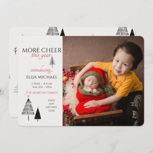 Plus de joie cette année Faire-part de naissance p (Devant / Derrière)